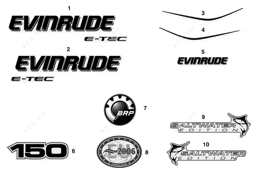 Evinrude 2008 150 - E150dpxscr  Decals