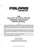 1999 Polaris SLH, SLTH, SLX, SLTX, PRO785 Factory Service Manual